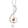 thumbnail image 1 of Gem Stone King Treble Clef Music Note Pendant Necklace Set in 925 Sterling Silver for Women By Keren Hanan | Round 3MM Gemstone Birthstone and White Moissanite | with 18 inch Silver Chain, 1 of 4