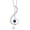 thumbnail image 1 of Gem Stone King Treble Clef Music Note Pendant Necklace Set in 925 Sterling Silver for Women By Keren Hanan | Round 3MM Gemstone Birthstone and White Moissanite | with 18 inch Silver Chain, 1 of 4