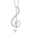thumbnail image 1 of Gem Stone King Treble Clef Music Note Pendant Necklace Set in 925 Sterling Silver for Women By Keren Hanan | Round 3MM Gemstone Birthstone and White Moissanite | with 18 inch Silver Chain, 1 of 4