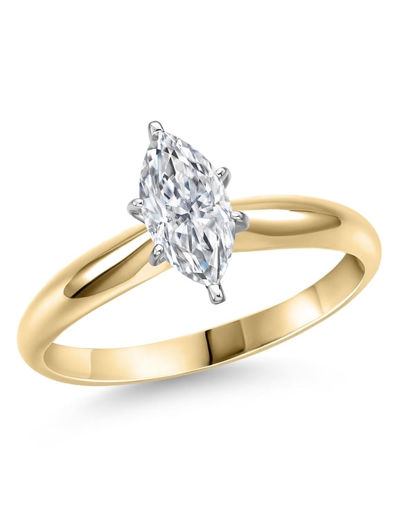 2-Tone IGI Certified Lab Grown Diamond Solitaire Engagement Ring for Women | 14K Yellow and White Gold | 1 Ct Marquise Cut | D-E Color | VS1-VS2 Clarity | Size 9