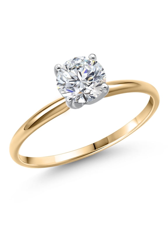 Two Tone 14K Yellow and White Gold IGI Certified Lab Grown Diamond Solitaire Engagement Ring for Women | 0.75 Ct Round Cut | D-E Color | VS1-VS2 Clarity | Size 8