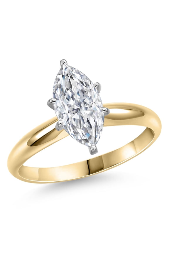 Two Tone 14K Yellow and White Gold IGI Certified Lab Grown Diamond Solitaire Engagement Ring for Women | 2 Ct Marquise Cut| D-E Color | VS1-VS2 Clarity | Size 7