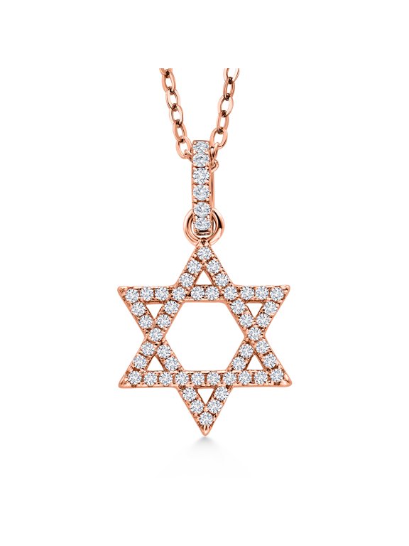White Moissanite Star Of David Pendant Necklace for Women | 925 Sterling Silver | Jewish Jewelry for Women | 0.28 Cttw | 13x13MM | With 18 inch Chain