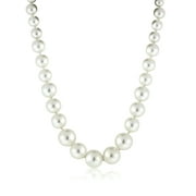 Gem Stone King White Shell Pearl Necklace For Women (Round 8MM to 16MM, 18 inches Length)