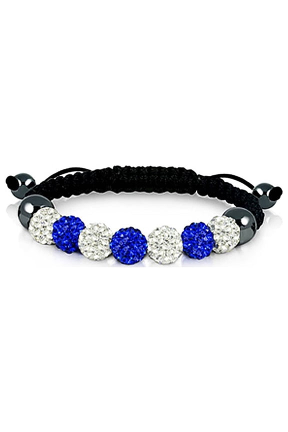 White and Blue Crystal Bowls Adjustable Bracelets Macrame
