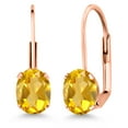 thumbnail image 1 of Gem Stone King Yellow Citrine Rose Gold Plated Leverback Earrings for Women (1.50 Cttw, Gemstone November Birthstone, Oval 7X5MM), 1 of 4