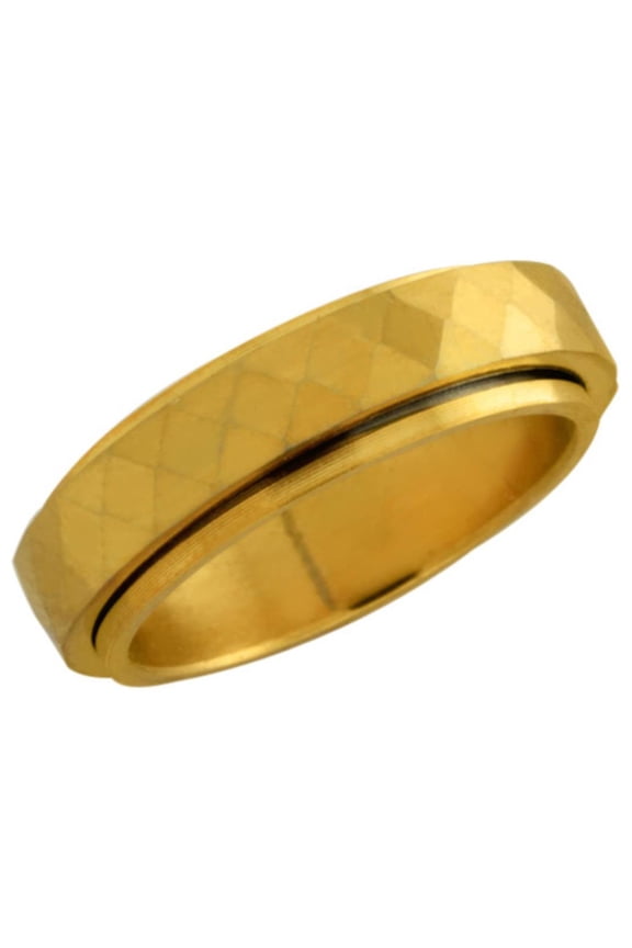 Yellow Gold Plated 6mm Tungsten Spinning Center Wedding Band Ring