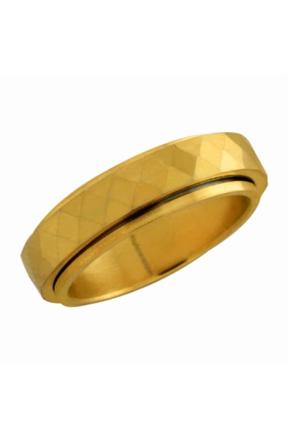 Yellow Gold Plated 6mm Tungsten Spinning Center Wedding Band Ring (Size 9)