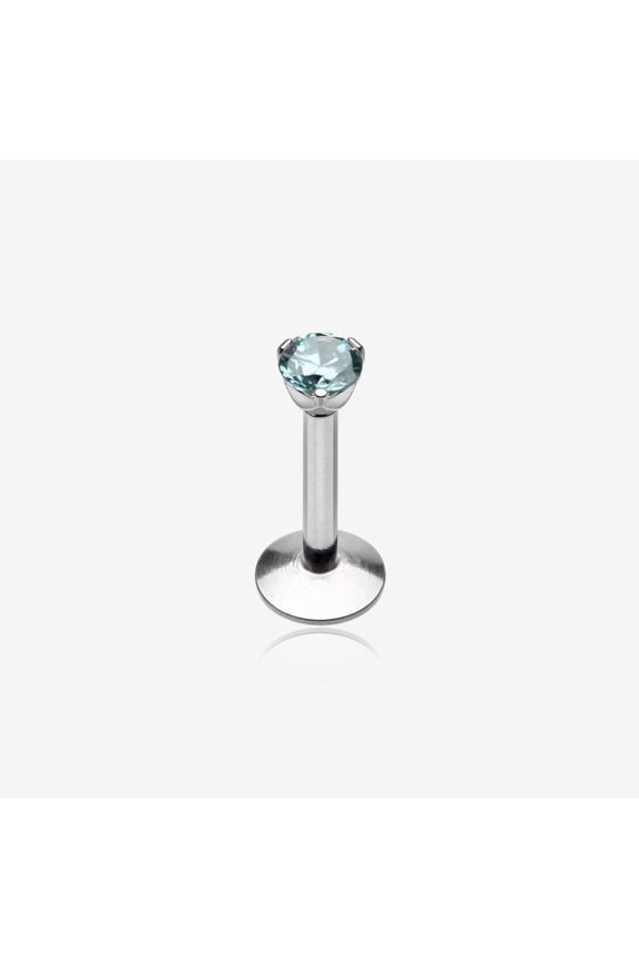 Gem Top Prong Set Steel Labret