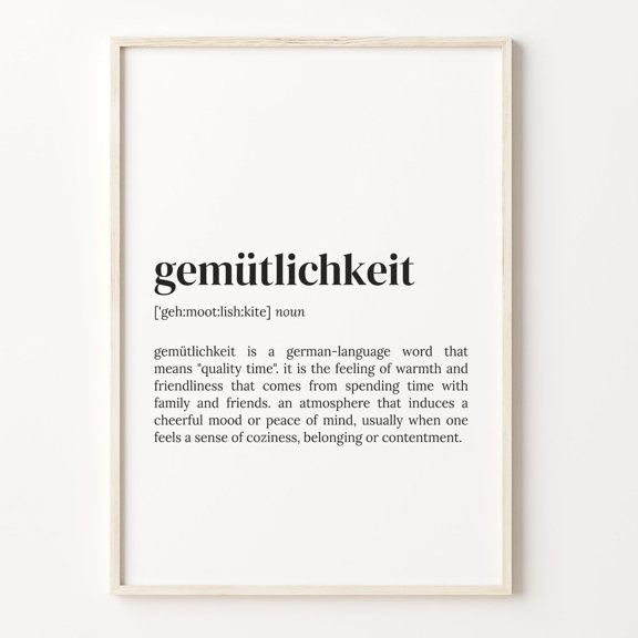 Gemütlichkeit Definition German Word Graphic Poster Unframed Paper Print