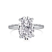 GemEmporium Oval Cut White Moissanite Engagement Rings 3.5 Carat 925 Sterling, Sterling Silver