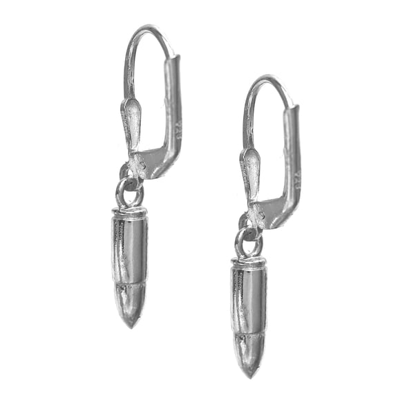 GemInspire Silver Bullet Charm Leverback Earrings, 10 mm Charm Earrings, Dangle and Drop, 925 Silver, Gift for Her (Drop Length- 1 Inch)