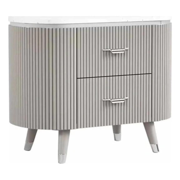 Gema Nightstand- 2 Drawers- Cultured Stone Top