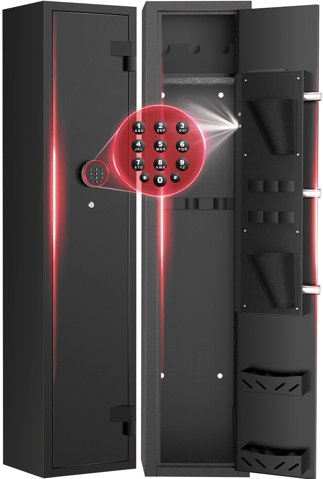 Gemaisil 2-4 Long Gun Safes, Quick Access Gun Cabinets with Alarm System & Gun Racks, Rifle & Pistol Security Cabinet for Home Storage