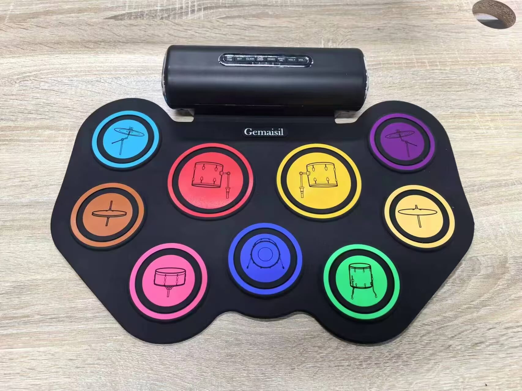 Gemaisil Drum Set, 9 Pads Roll-up Drum Practice Pad, Portable Drum Pad Machine Built-in Speaker with Headphone Jack, Great Christmas & Birthday Gift for Kids