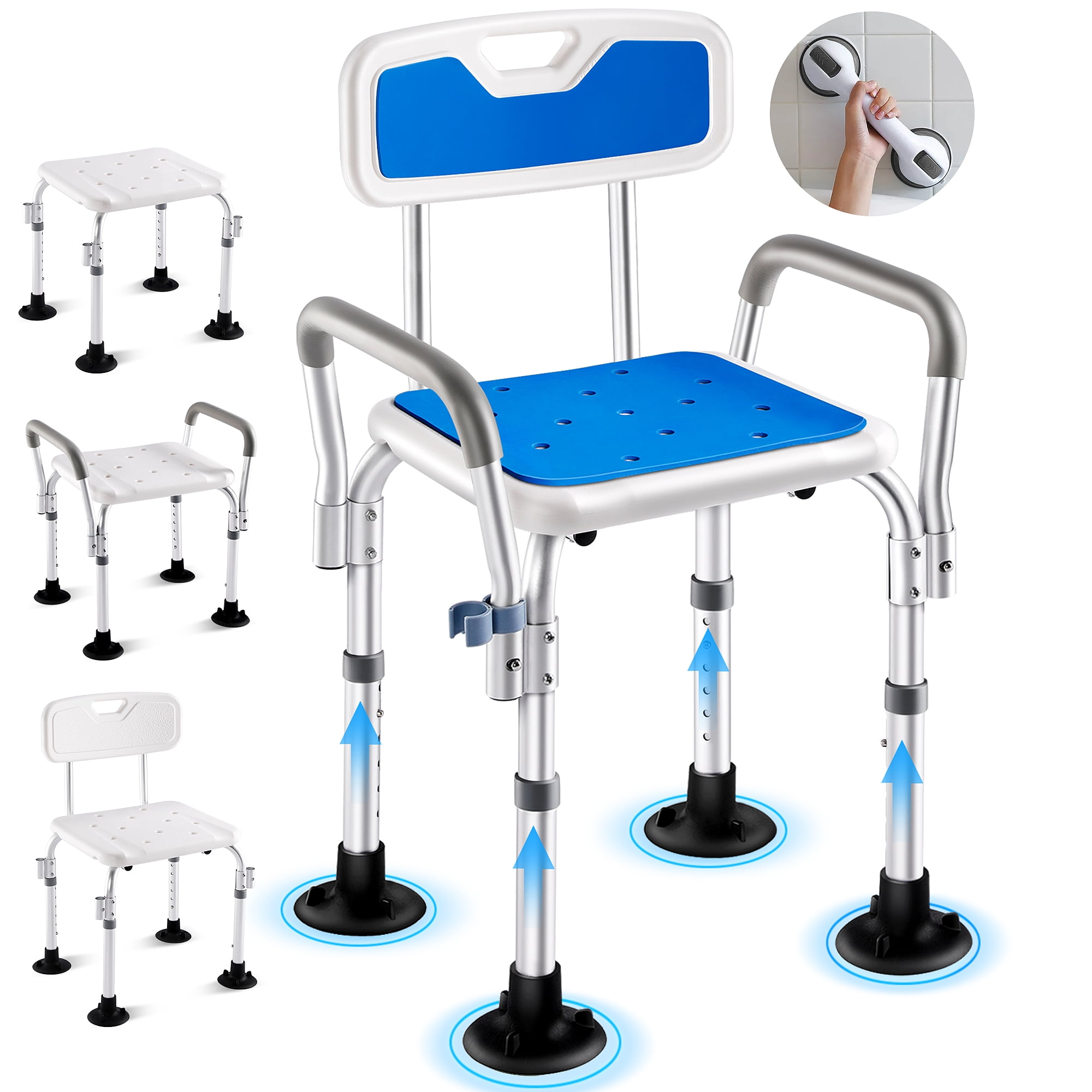 Gemaisil Shower Chair for Inside Shower with Armrests & Back, Upgraded
