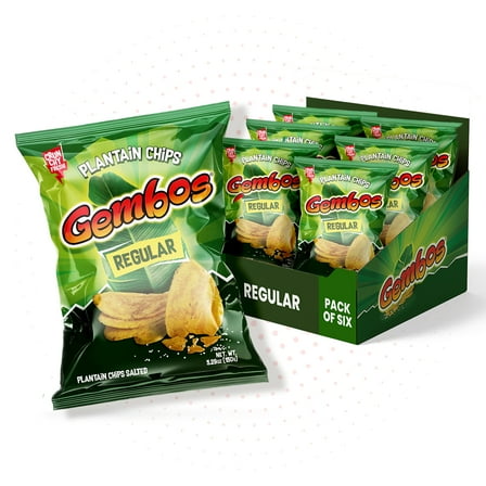 Gembos Original Plantain Chips, Salty Snack, 5.29 oz, 6 Pack