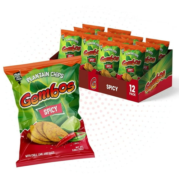 Gembos Spicy Chile Lime Plantain Chips, 5.29 oz, 12 Pack