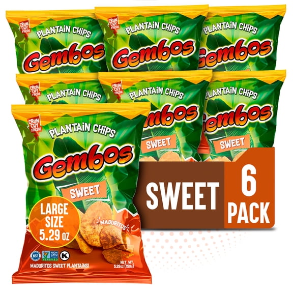 Gembos Sweet Maduritos Plantain Chips, 5.29 oz, 6 Pack