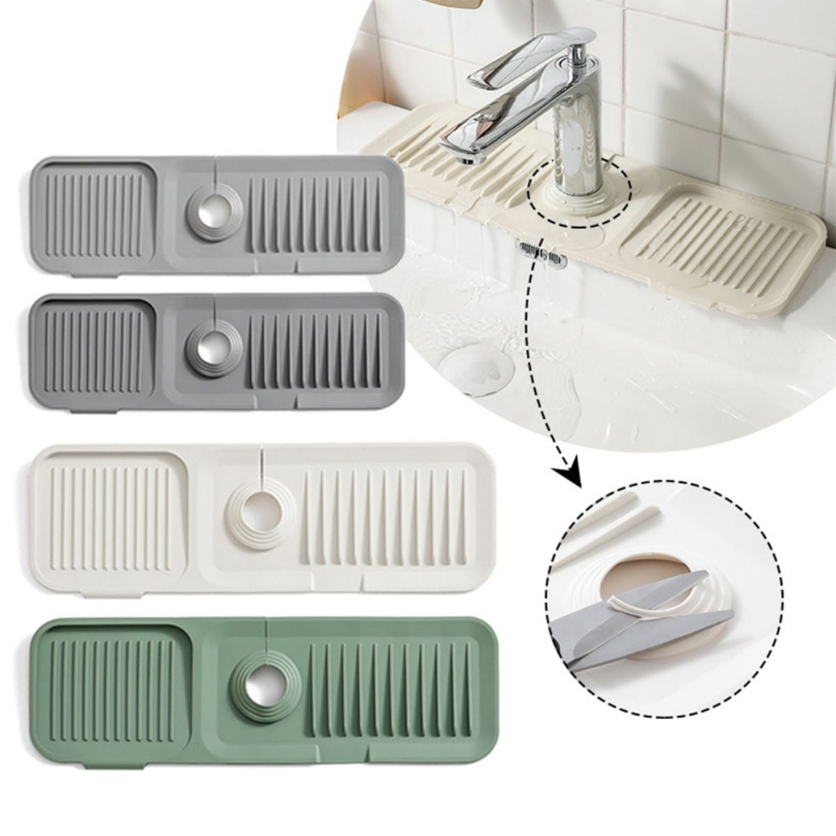 Gemdeck 15" Silicone Faucet Mats, Kitchen Sink Splash Guard, Bathroom ...