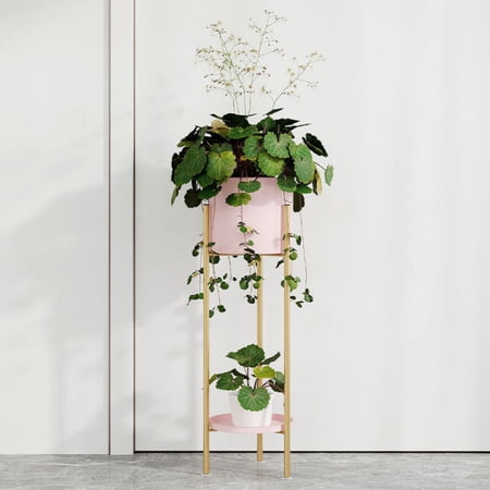 Gemdeck 2-Tier Plant Stands Indoor Metal Flower Pot Rack Holder with Tray, L