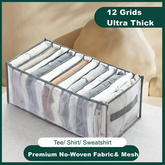 Gemdeck Clothes Drawer Organizers Mesh Drawer Divider with Handle, 12 Grids
