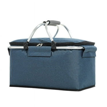 Gemdeck Foldable Picnic Baskets 18L Insulated Cooler Storage Bag for Camping, Blue