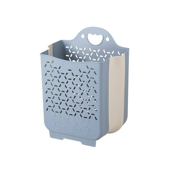 Gemdeck Foldable Plastic Laundry Basket Flexible Hamper, Blue