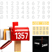 Gemdeck Reflective Mailbox Numbers Stickers Waterproof Sunproof Self-Sticker Number Set (M Numbers x 4, M Leaves x 2)