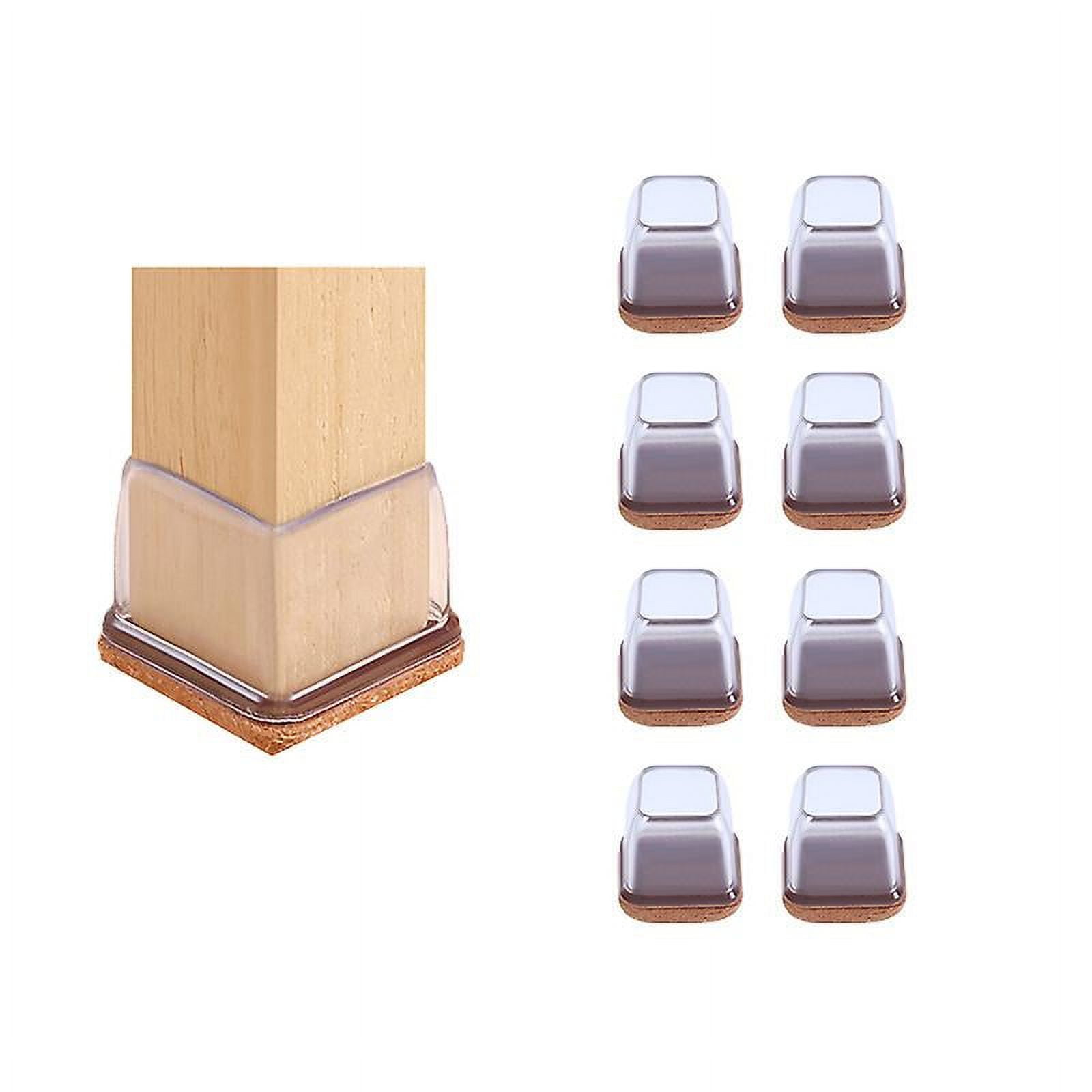 Gemdeck Rubber Chair Leg Caps Square Floor Protectors with Felt Pads 8 Pack Clear Walmart Business Supplies