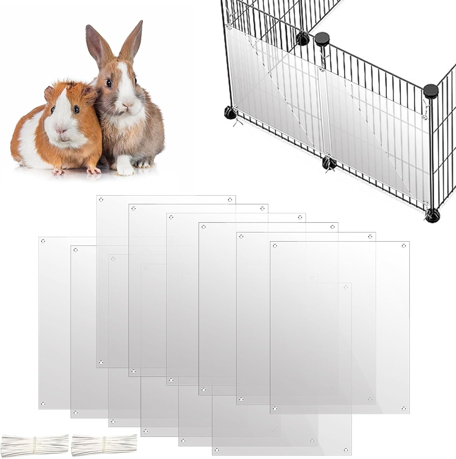 Gemegraclee 12 Pack Pet Plastic Cage Liner Protection Rabbit Cage Urine