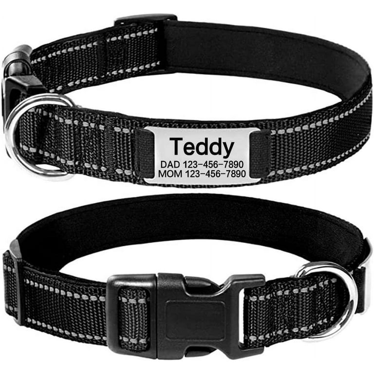 Reflective dog collars with name plates clearance