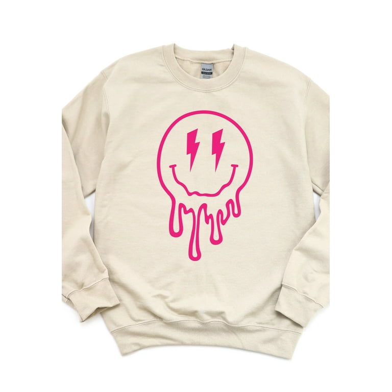 Gemelli Women s Melting Smiley Face Sweatshirt Walmart
