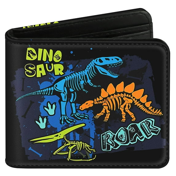 Gemfits Cute Wallet for Women Girls Leather Bifold Wallet Boys Credit Card Holder RFID Blocking Id Cash Small Funny Desgin,Blue Dino