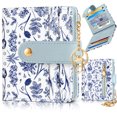 thumbnail image 1 of Gemfits Wallet Women Slim Cute Leather Thin Bifold Credit Card Holder Keychain Rfid Small Purse Ladies Girl Female Kawaii Girly Pretty Modern,Line Flower, 1 of 6