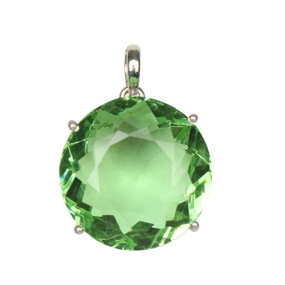 Gemhub 53 Ct. Round Shape Green Amethyst Gemstone Pendant 925 Sterling Silver Pendant Green Gemstone February Birthstone Pendant for Women