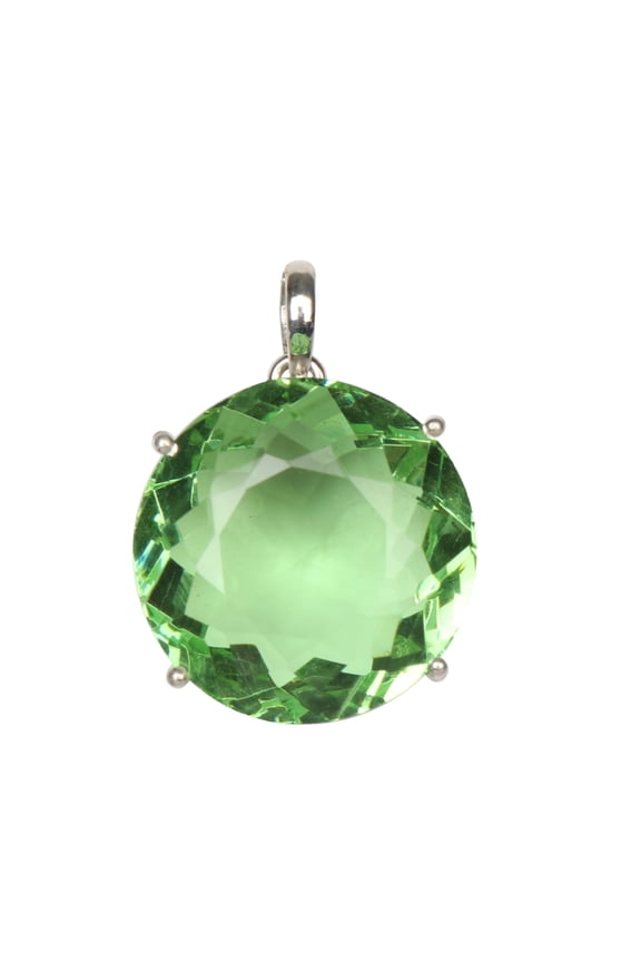 56 Ct. Round Cut Green Amethyst Gemstone Pendant 925 Sterling Silver Pendant Green Gemstone February Birthstone Pendant for Women