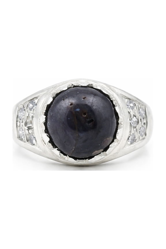 Sterling Silver Black Pearl Round Cut Solitaire Ring, 1.20 Ct. Excellent Jewelry Size 8 US
