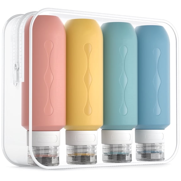 Mrsdry Travel Bottles for Toiletries, Tsa Approved Travel 6oz Size Containers with Clear Bag, BPA Free Leak Proof Travel Tubs Refillable Liquid Travel Accessories for Cometic Shampoo Lotion