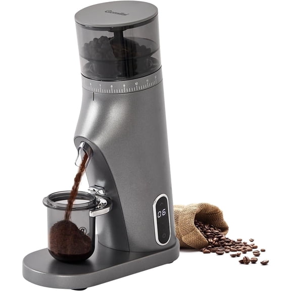 Gemilai Electric Conical Burr Coffee Grinder, Coffee Bean Grinder with Smart 60S Timer, 60 Precise Adjustable Grind Settings for Espresso, 2-12 Cup, Easy to Clean, Durable & Quiet, G9010B Grey