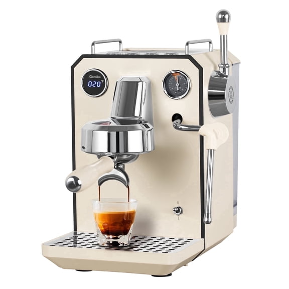 Gemilai G3006 Owl 15-Bar Semi-Auto Espresso Machine, Dual Display, Milk Frother, 57oz Tank, Stainless Steel Coffee Maker