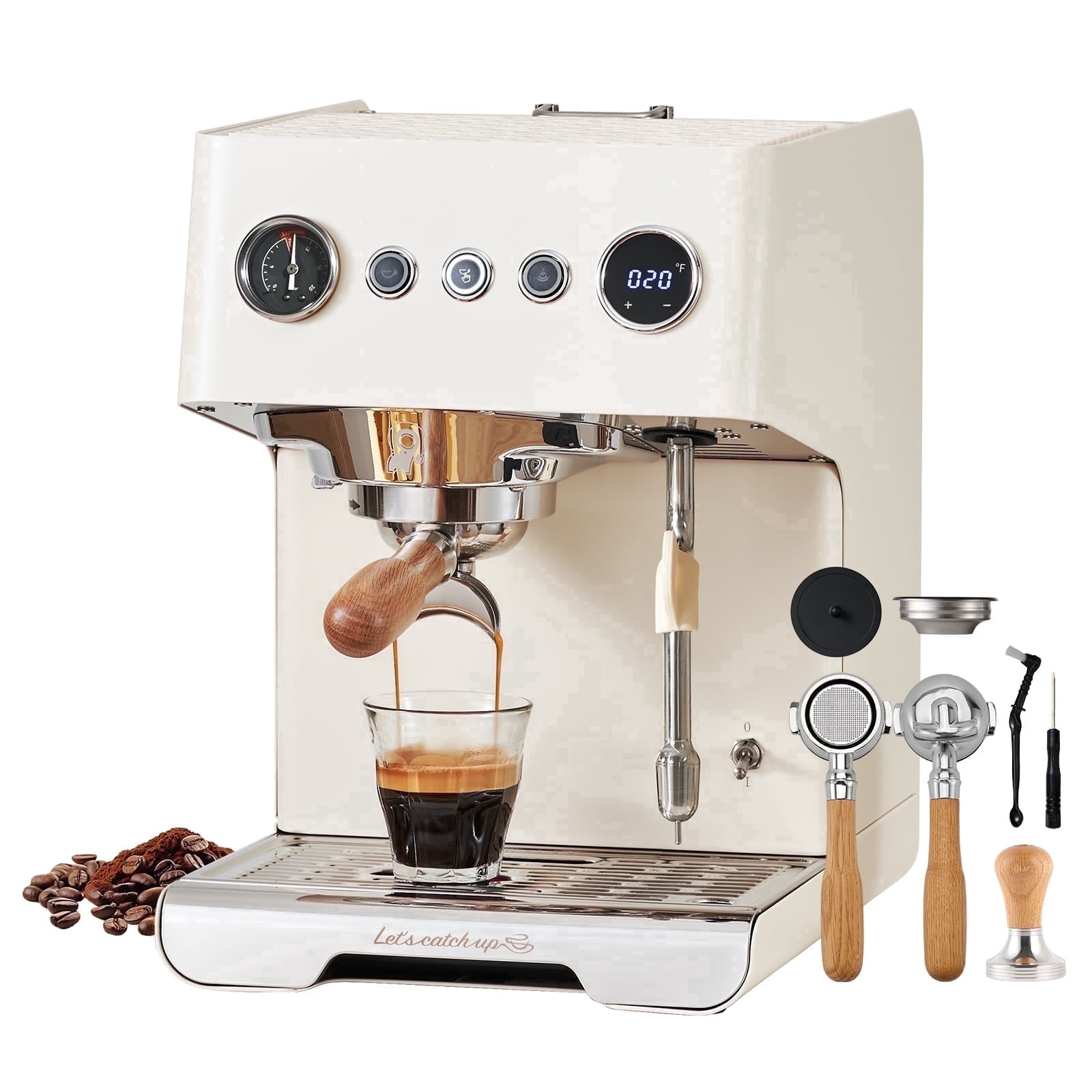 Gemilai G3028A Espresso Machine, 15 Bar Professional Coffee Maker with Adjustable OPV & Automatic Milk Frother, PID Temperature Control, 57oz Tank, 550ml Boiler for Cappuccino, White