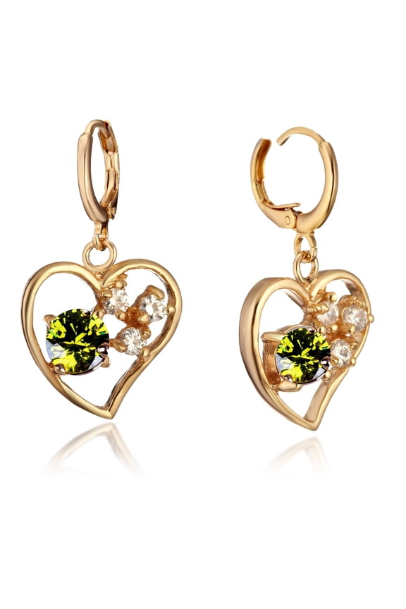 18K Yellow Gold Filled Gem Stone Emerald Perfect Dangle Earrings Gm187 for Ladies Valentine's Day Gifts