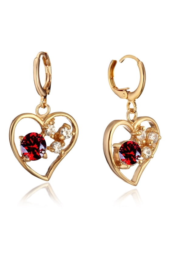 18K Yellow Gold Filled Rudy Gem Stones Perfect Dangle Earrings Gm187 for Ladies Valentine's Day Gifts