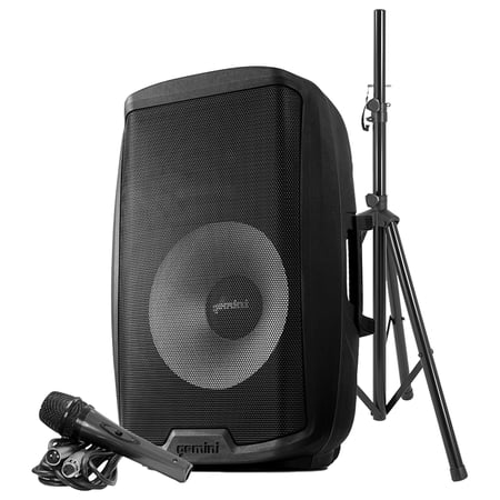Gemini 2,000 Watt Active 15" Bluetooth Loudspeaker with Stand and Wired Microphone