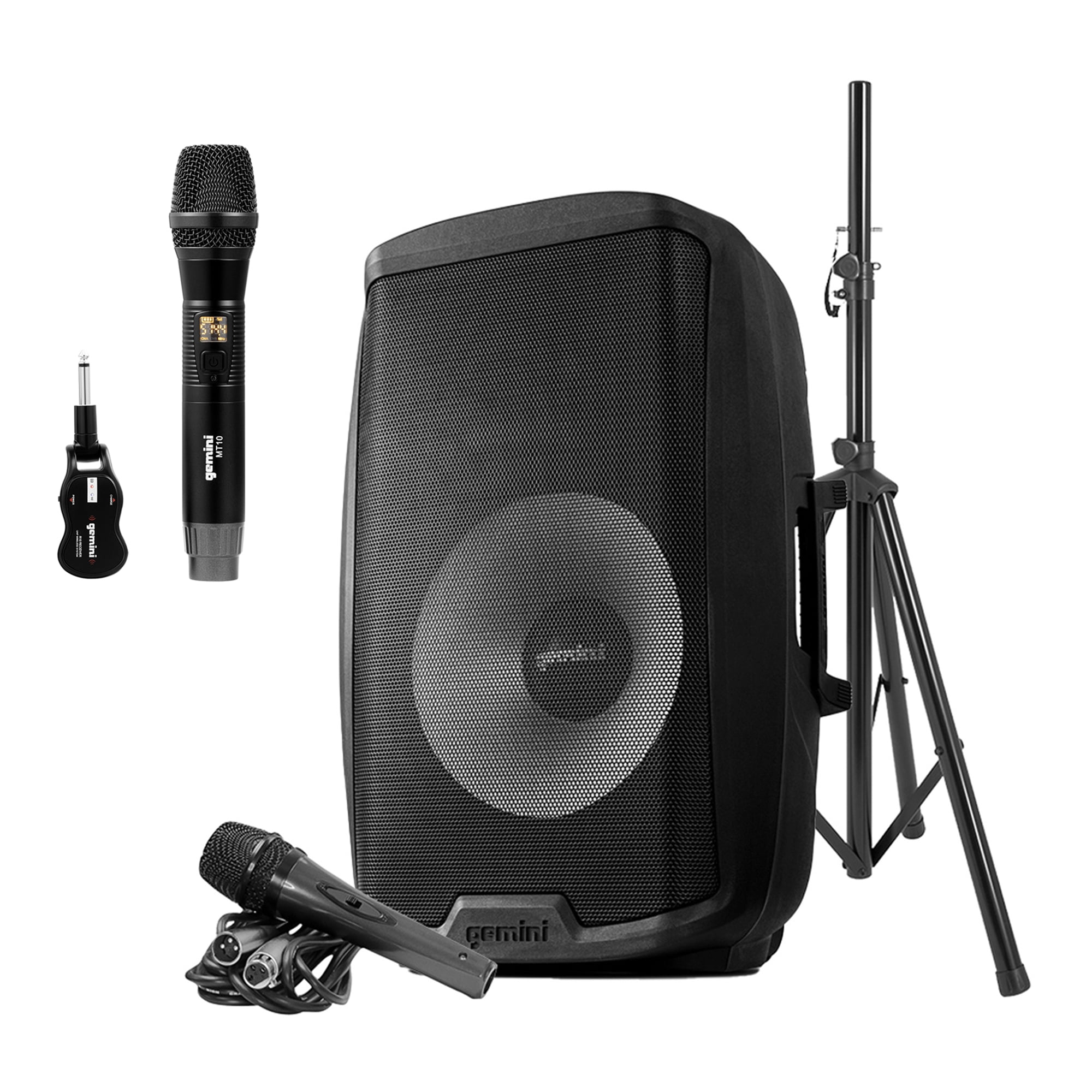 Gemini 2,000-Watt Active 15-Inch Bluetooth Loudspeaker with Stand