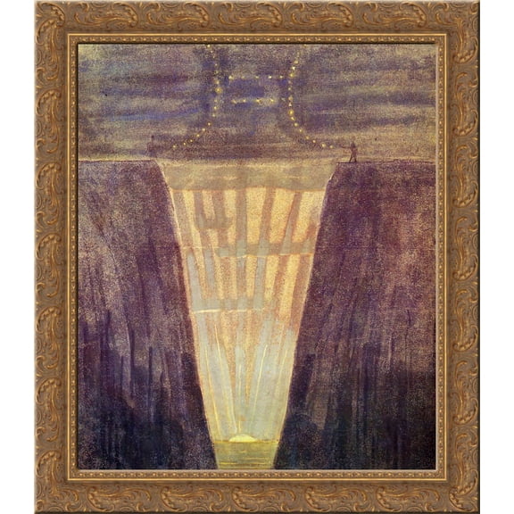 Gemini 24x20 Gold Ornate Wood Framed Canvas Art by Mikalojus Ciurlionis