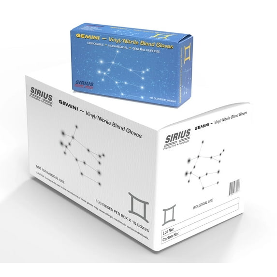Gemini - 5 Mils Disposable Gloves – Blue Nitrile Vinyl Blend Glove, Latex Free - 1000 PCS XL