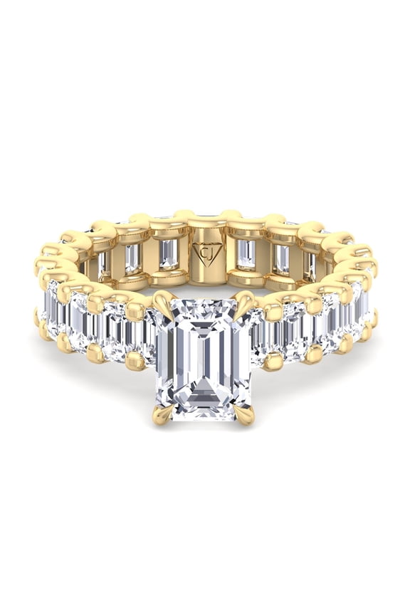 Gemini - 6 Carat Emerald Cut Diamond Eternity Engagement Ring ( U-Prong Setting )