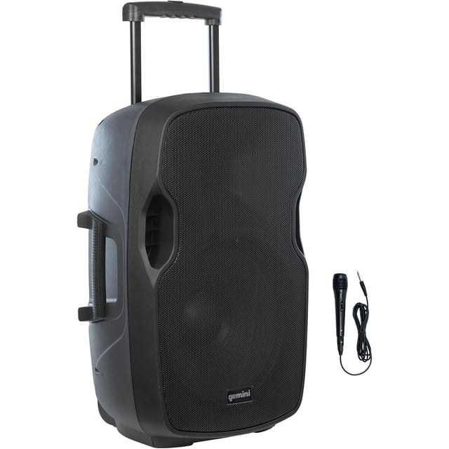 Gemini Sound Portable PA Speaker AS‑15TOGO with 2000W Power and Bluetooth, Battery-Powered PA with Wheels, Black